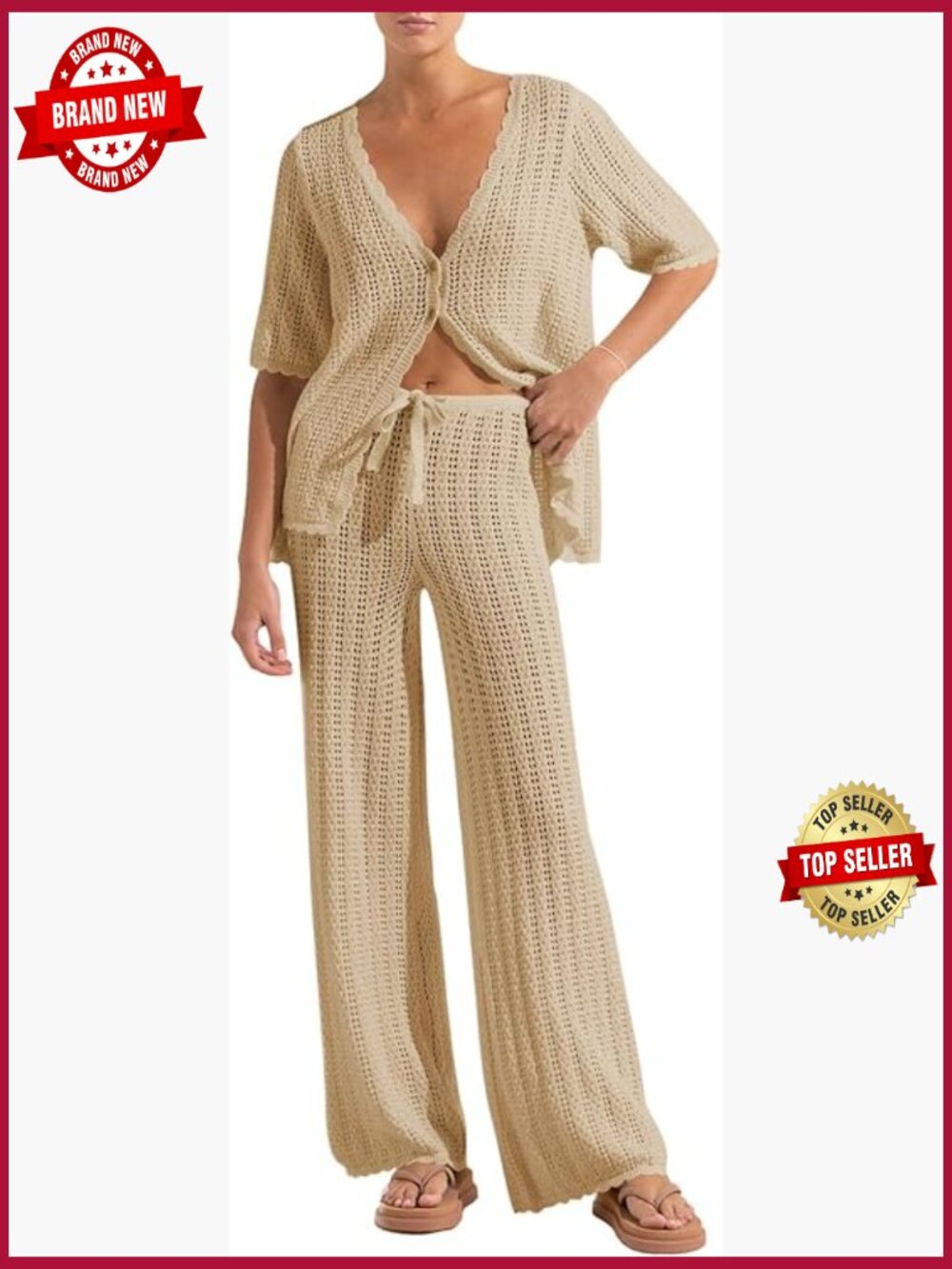 Summer 2 Piece Crochet Cover Up Set Swimwear Beach Outfit